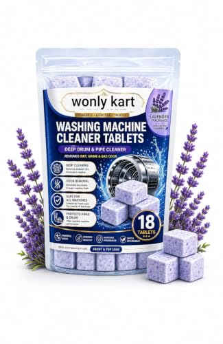 Image of Washing Machine Cleaner Tablets (18Tablets) | Drum & Pipe Deep Cleaner | Lavender Scent | Removes Odour, Limescale & Residue | For Front Load & Top Load Fully Automatic (lavender)