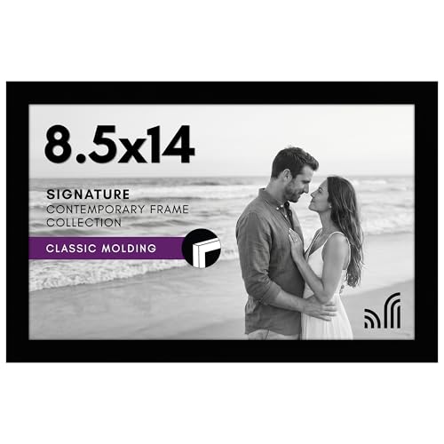 Americanflat 8.5x14 Picture Frame with Shatter-Resistant Glass - Signature Collection - Gallery-Style Frames Made of Engineered Wood - Photo Frame for Wall Display - Black