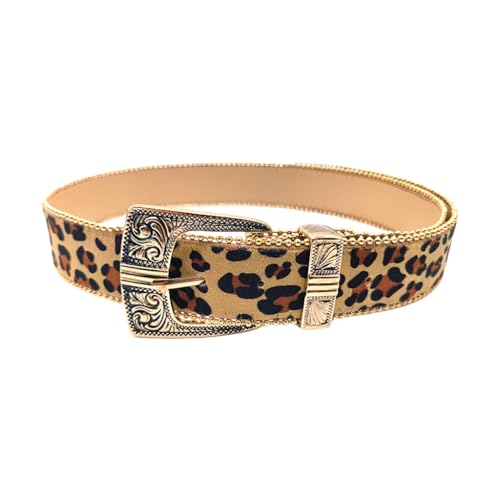 Vintage Belt For Adult Unisex Fashion Engraved Buckle Jeans Belt Punk Leopards Waistband For Pants Dress Waist Ornament