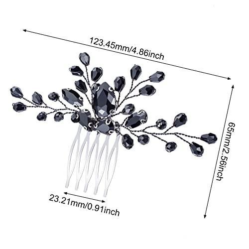 Pagow Black Teardrop Hair Comb, Vintage Rhinestone Crystal Onyx Small Headpiece, Bridal Side Combs Handband Accessories For Women And Girls ( 4.86 X 2.56 Inch) #TOP1