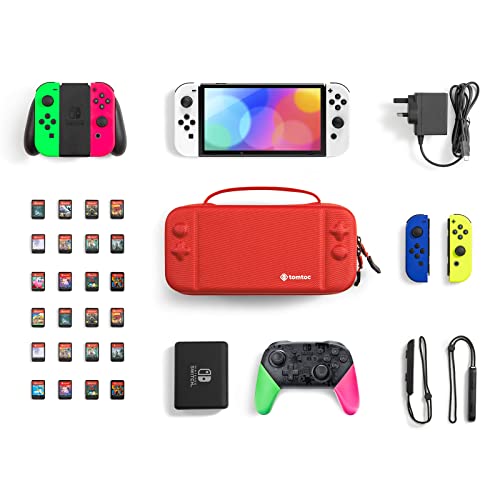 Tomtoc Carrying Case For Nintendo Switch/Oled Model, Large Travel Switch Case With Pocket For Pro Controller, Joy-Con Grip Or Ac Adapter, Protective Portable Carry Case With 24 Game Cartridges, Switch Game Holder #TOP6