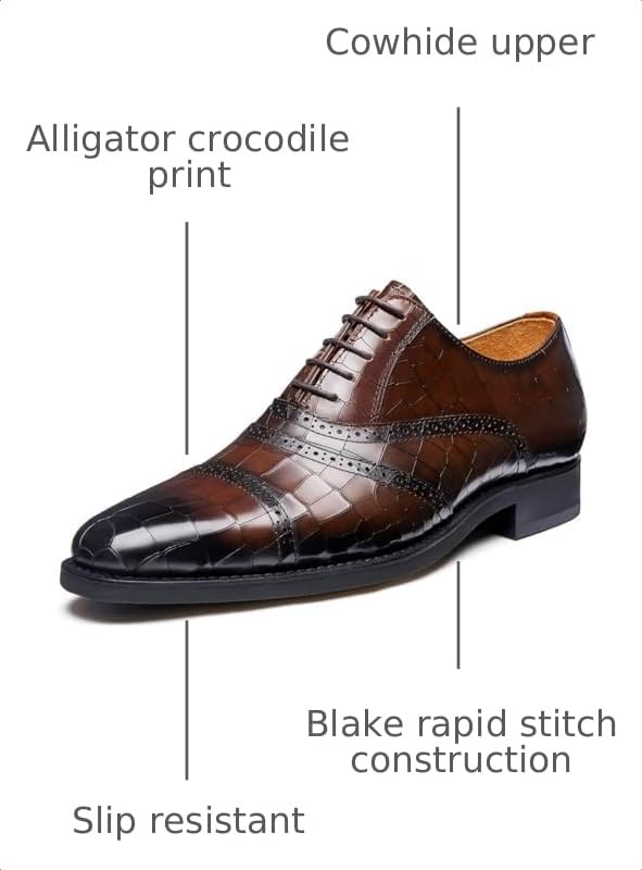 Image of Men's Dress Shoes Genuine Leather Oxfords Luxury Formal Business Suit Shoes with Blake Rapid Stitch