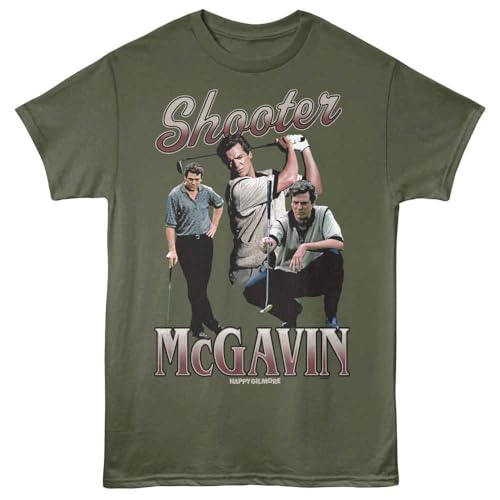 Happy Gilmore T Shirt for Men & Women Shooter McGavin Military Green Graphic Crew Neck Short Sleeve Tee - Vintage Style