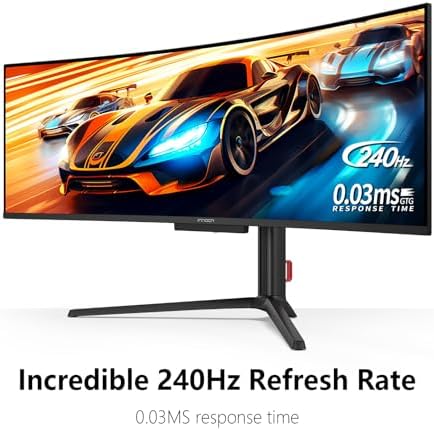 INNOCN 49" 49Q1S OLED Curved Gaming Monitor 5120 x 1440p 240Hz, 0.03ms, USB Type C 90W, HDMI 2.1, DisplayPort, USB Hub, Surrounding Speakers, Adaptive-Sync, Height Adjustable Stand, Black Electronics - Size : 49 Inch - Style : WDQHD 240Hz Product Image