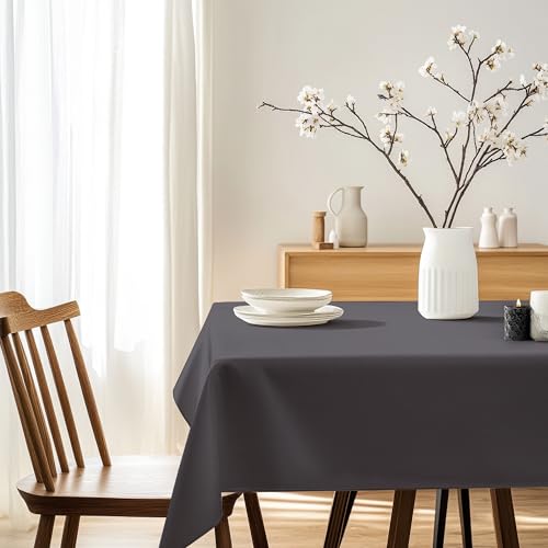 Image of R home 100% Cotton Solid Table Cover | 200 GSM Thick Fabric, Anti-Skid | Machine Washable & Reusable | Ideal for Dining Table & Centre Table, Easy Maintenance (Steel Grey, 56 x 90 Inch)
