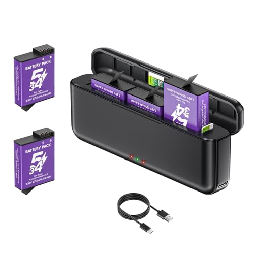Image of 2 Pack 2250mAh Long Lasting Extreme Batteries with 3-Slot Fast Charger Hub for DJI OSMO Action 6 /Action 5 Pro /Action 4 /Action 3 /OSMO 360 Action Camera