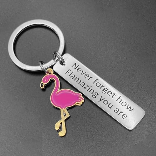 Guagua Flamingo Keychain Never Forget How Flamazing You are Keychain Flamingo Gift (A) - Image 2