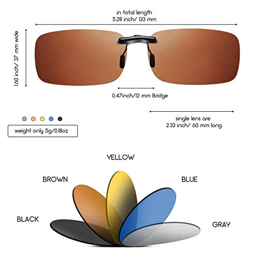 Weewooday 5 Piece Polarized Clip on Sunglasses Rimless Rectangle Clip on Sunglasses Lightweight Shade Eyeglasses Men Women4