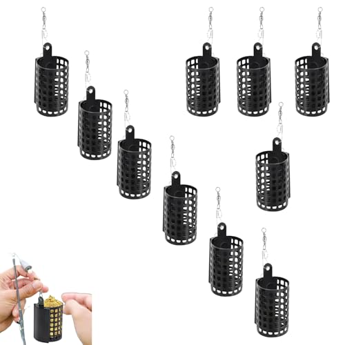10 Piezas Jaula de Cebo de Pesca Cebador Pesca Redondo Sin Plom con Pesos Comedero para Pesca para Adecuada para Pescar, 20g