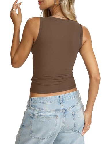 Image of Eachyes Womens V Neck Tank Tops Sleeveless Slim Fit Shirts Summer Going Out Fashion Outfit Clothes 2026