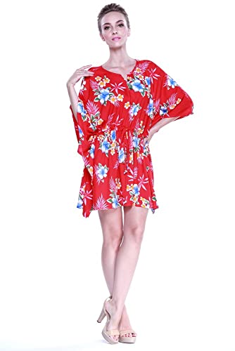 Image of Matchable Family Hawaiian Luau Men Women Girl Boy Clothes in Hibiscus Red