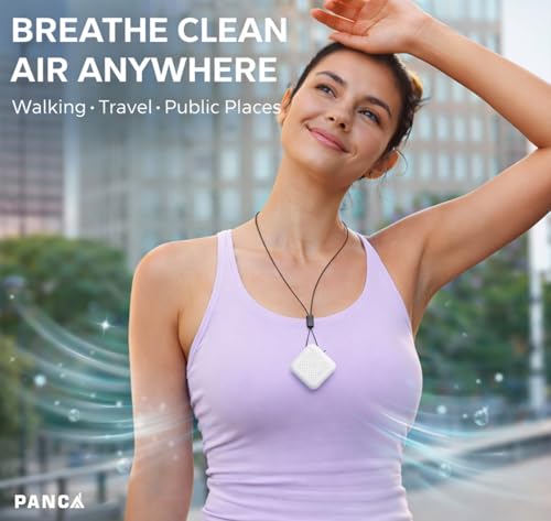 Image of Wearable Personal Air Purifier Necklace | 120H Battery | Filterless Ionic Air Cleaner | Portable Travel Air Purifier for Office, Car & Home | Lightweight Compact Design (White)