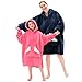 Touchat Wearable Blanket Hoodie, Oversized Sherpa Blanket Sweatshirt with Hood Pocket and Sleeves, Super Soft Warm Comfy Plush Hooded Blanket for Adult Women Men, One Size Fits All (NavyBlue)