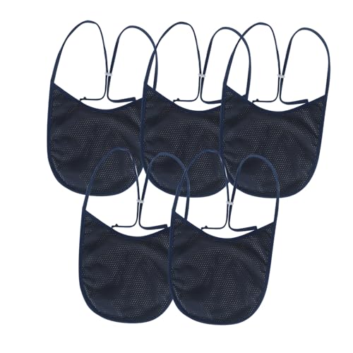 EHUSPU Tracheostomy Neck Stoma Cover,Breathable Laryngectomy Cover for Tracheotomy Care,Tracheal Care Supplies-Adjustable Neck Trachea Protector (Navy-5PCS, Large)