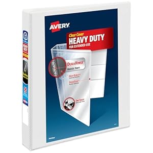 Avery Heavy-Duty View 3 Ring Binder, 1″ One Touch EZD Rings, 275-Sheet Capacity, 1.4 Inch Wide Spine, Great for Home, School Supplies, Office, or Organization Needs, 1 White Binder (79199)