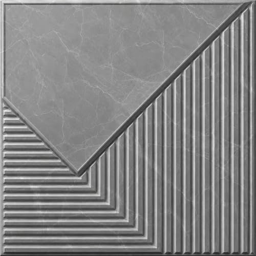 Image of Kayra Decor 3D PVC Wall Panels for Bedroom & Living Room | Plaina Design | Gray Marble Color | 19.7 x 19.7 Inch | Pack of 18 | 42.48 Sq Ft