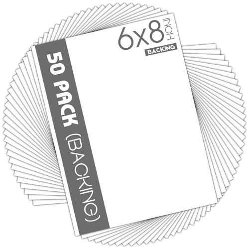 Mat Board Center 50 Pack White Backing Boards, 6x8 Backboards for Frames