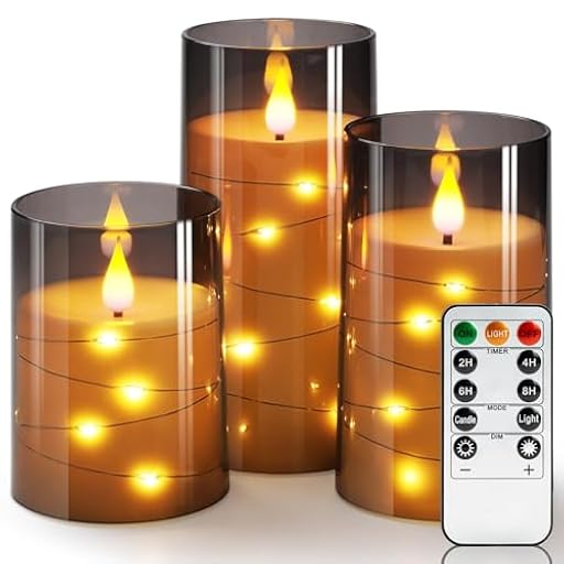 Homemory Velas parpadeantes sin llama con cadena de luces, velas que funcionan con pilas con control remoto y temporizador, luces de hadas integradas, velas LED irrompibles, gris, 3 pulgadas de | Ya disponible en tu tienda friki favorita! En mundofriki.es! Homemory Velas parpadeantes sin llama con cadena de luces, velas que funcionan con pilas con control remoto y temporizador, luces de hadas integradas, velas LED irrompibles, gris, 3 pulgadas de | Ya disponible en tu tienda friki favorita! En mundofriki.es!