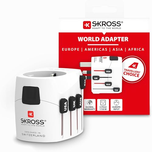 SKROSS Reiseadapter Pro, anpassbarer Adapterstecker für Reisen nach UK, Australien, China...