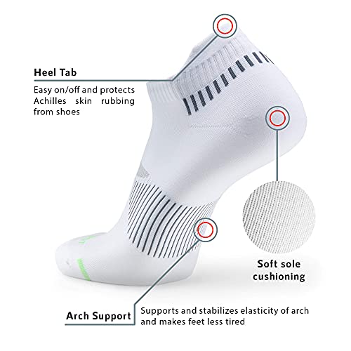 Monfoot Women's And Men's 5 Pack Pickleball Tennis Running Athletic Cushioned Socks White Medium #TOP3