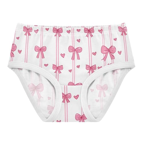 Wusikd Pink Bows Hearts (3) Girls' Underwear Cotton Girls Briefs Soft Toddler Underwear 2T