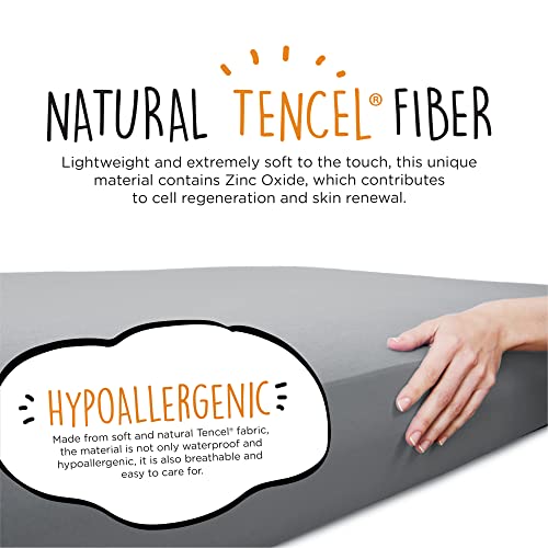 The Shrunks All-In-One Waterproof Mattress Protector Fitted Sheet For Baby Cribs And Toddler Beds Soft Natural Tencel Grey Fabric For Girls Or Boys Perfect For Shrunks Toddler Travel Bed Air Mattress #TOP3