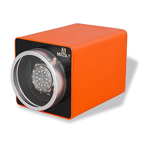 Mozsly Watch Winder For Automatic Watches With 12 Rotation Mode Setting For Rolex Fit Man Women Automatic Watch Orange Leather #TOP7