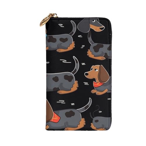 I Love My Dog Dachshunds Wallet for Men Women Long Purse Leather Clutch Large Business Handbag Travel Phone Holder Credit Card Holder Money Case with Zipper Leather Wallets Gift2