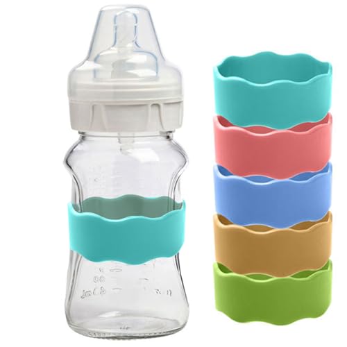 5PCS Silicone Baby Bottles Band for Daycares Writable & Bottles Name Label Reusable,Easy Grip Cup Band for Daycare Anti-Slip