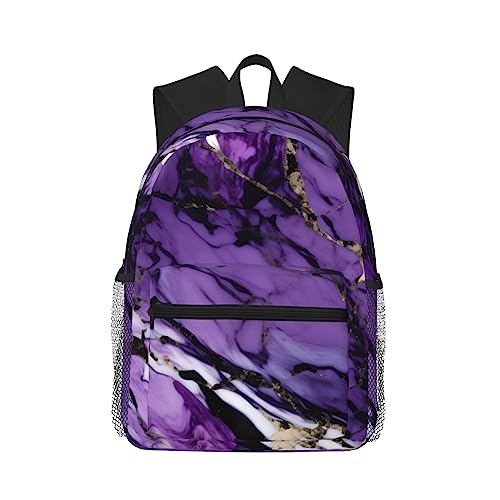 marble purple print Lightweight and comfortable backpack Casual Laptop Backpack for Travel Hiking