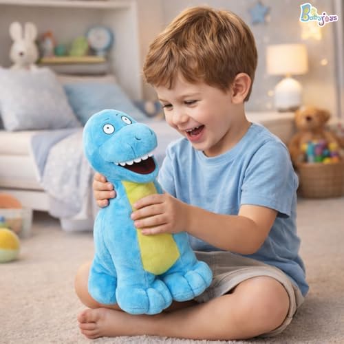 Image of 30 CM Dinosaur Soft Toy| Cartoon Blue Plush Stuffed Animal | Cute Cuddly Dino Teddy for Kids and Babies | Small Huggable Soft Toy Birthday Gift for Boys and Girls | Baby Plush Toy Stuff Toy