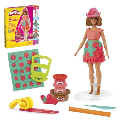 Play-Doh Barbie Florals and Fringe Set, Make Doll Clothes with Modeling Compound & 9 Fashion Accessories, Arts & Crafts for Girls & Boys 5+