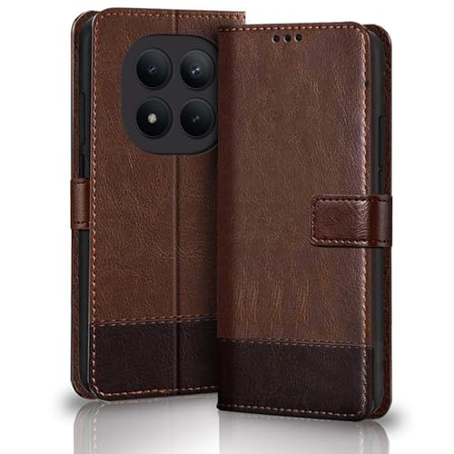 Image of TheGiftKart Flip Back Cover Case for Mi Redmi Note 15 Pro Plus 5G | Dual-Color Leather Finish | Inbuilt Stand & Pockets | Flip Back Case Cover for Redmi Note 15 Pro+ 5G (Faux Leather, Brown & Coffee)