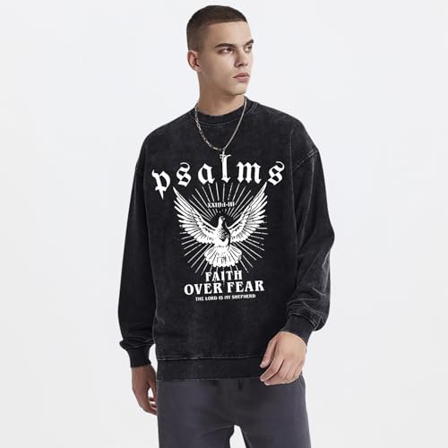 Christian Faith Over Fear Sweatshirt Men Jesus Inspirational Hoodie Religious Graphic Bible Verse Shirts Pullover4