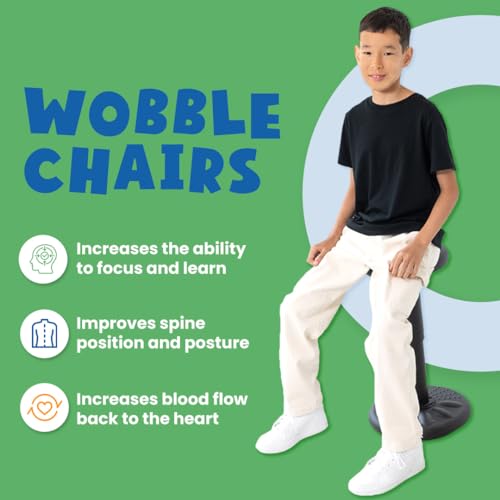 Image of Studico ActiveChairs Adjustable Wobble Stool, Flexible Classroom Seating, Improves Focus, Posture & Helps ADHD /ADD, Sensory Chair, Active Desk Chairs, Adjusts from 16.65 inch to 23.75 inch, Ages 13-18, Grey