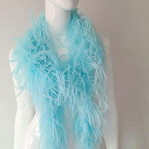 Shekyeon 2Yards/Lot 1.9 Meter Ostrich Feather Boa 1-Ply Costume Decoration Feather Craft(Light Turquoise) #TOP9
