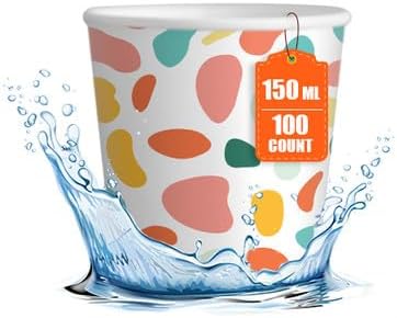 ECO SOUL [150 ml, 100 Count] Disposable Multi-Colour Paper Cups| Plastic-Free Aqueous Coated | Eco-Friendly & Biodegradable Cups | Use & Throw Party Glasses | Ideal for Tea, Coffee & Water | 190 GSM