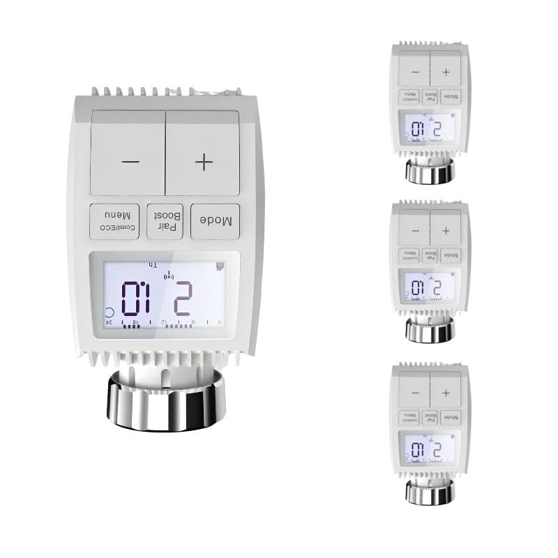 Tête Thermostatique Connectée ZigBee Universelle avec Ecran LCD (Lot de 4) - SILAMP