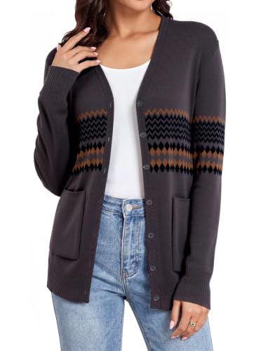 Image of Women's Lightweight Button Down Cardigan Sweaters Long Sleeve Classic V Neck Knit Soft Shrugs with Pocket