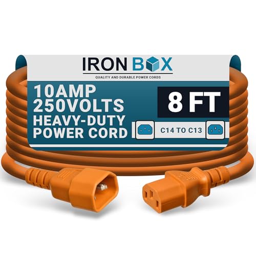 IronBox Electric C14 to C13 Power Cord - 10A/250V, 18/3 AWG SJT - UL Listed IEC Cable & Jumper Cords...