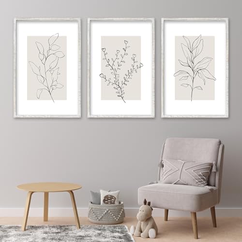 Neutral Botanical Prints Wall Art Decor Set Of 3 Minimalist