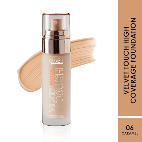 Image of Glam21 Velvet Touch Oil Control Silk Foundation|Waterproof, High Coverage, Velvet Matte Finish,Ultimate Full coverage, Lightweight and Breathable,SPF 35 Long Lasting|Caramel-50gm