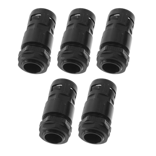 Image of A ABSOPRO M25x1.5 Cable Glands 25mm / 0.98" Dual-Function Bellows Joint Straight-Tube PA66 Nylon Black 5 Pcs
