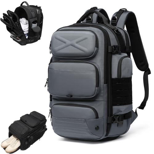 RINGSCZU Travel Backpack for Men Travel Backpack Carry on Flight Approved Expandable Extra Large Travel Laptop Backpack (Grey L:35)