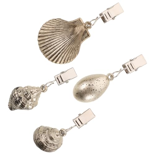 ASAKKURA 4 Pesi per Tovaglia con Clip in Metallo, Fermagli Decorativi per Copritavolo, Peso per Tovaglia Piccola, Clip Sostituibile per Uso Esterno e Interno, Accessori per Tavolo da