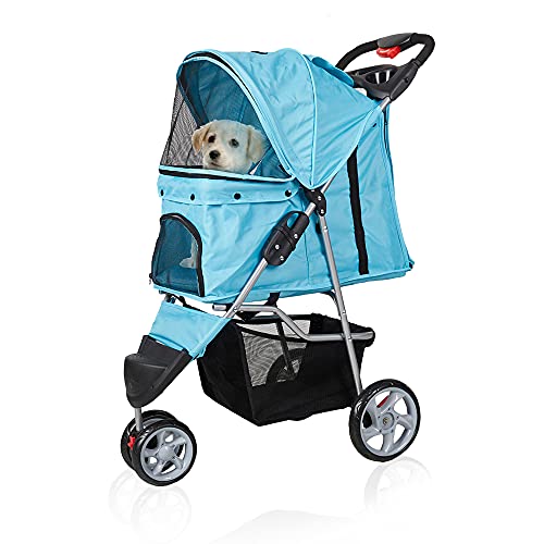 Livebest Folding Pet Stroller Elite Jogger Kitten Puppy Easy Walk Dog Cat Small Animals Travel Carrier with 360 Rotating Front Wheel