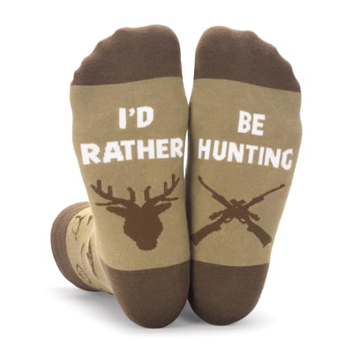Bibalabili Funny Novelty Id Rther Be Hunting Fishing Pickleball Socks for Adults - Colorful Unisex Crew Length One Size Socks (US Alpha One Size Regular Regular Hunting)