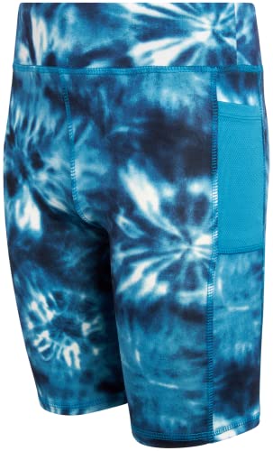 dELiA*s Girls\' Bike Shorts - 4 Pack Athletic Activewear High-Waistband with Side Pockets Biker Shorts for Girls (Sizes: 7-16), Size 14-16, Black/Pink Tie Dye