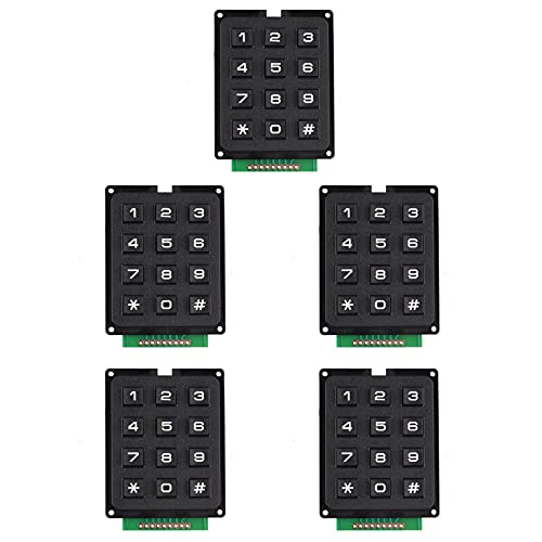 Jopto 5 Pièces Matrice 4 x 3 Clavier Module Clavier à 12 Touches avec Membrane MCU Compatible avec Arduino