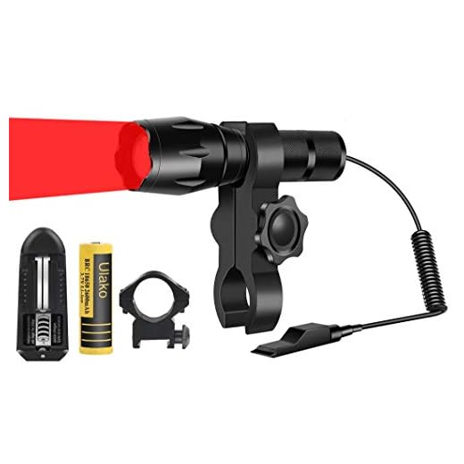 Ulako Red Light 300 Yards Spotlight Flood Light Zoomable Flashlight Torch for Hog Pig Coyote Varmint